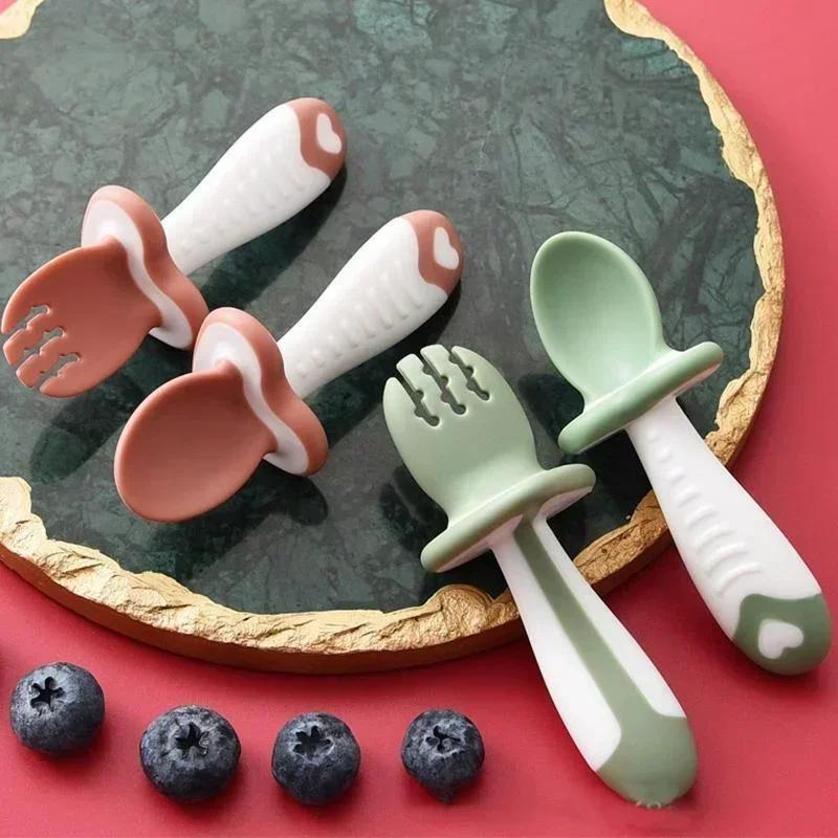 Baby Food Utensils - Set Peralatan Makan Anak Silikon Garpu
