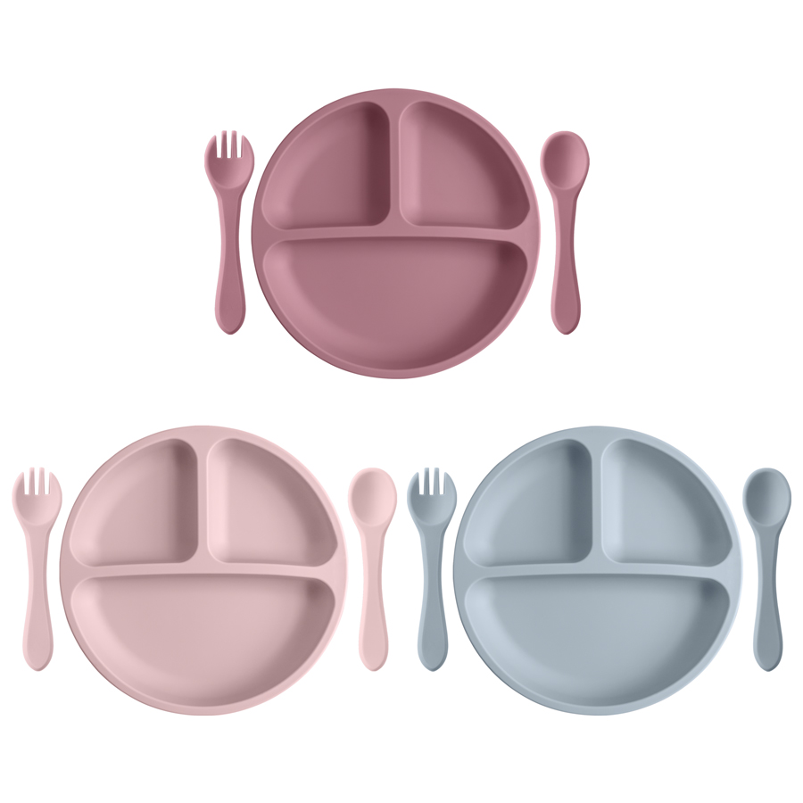 Baby Food Utensils - Peralatan makan silikon anak-anak, 3 buah