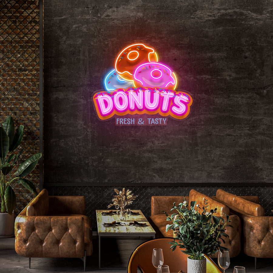 Baby Food In Restaurant - Restoran kustom dengan tanda Neon donat