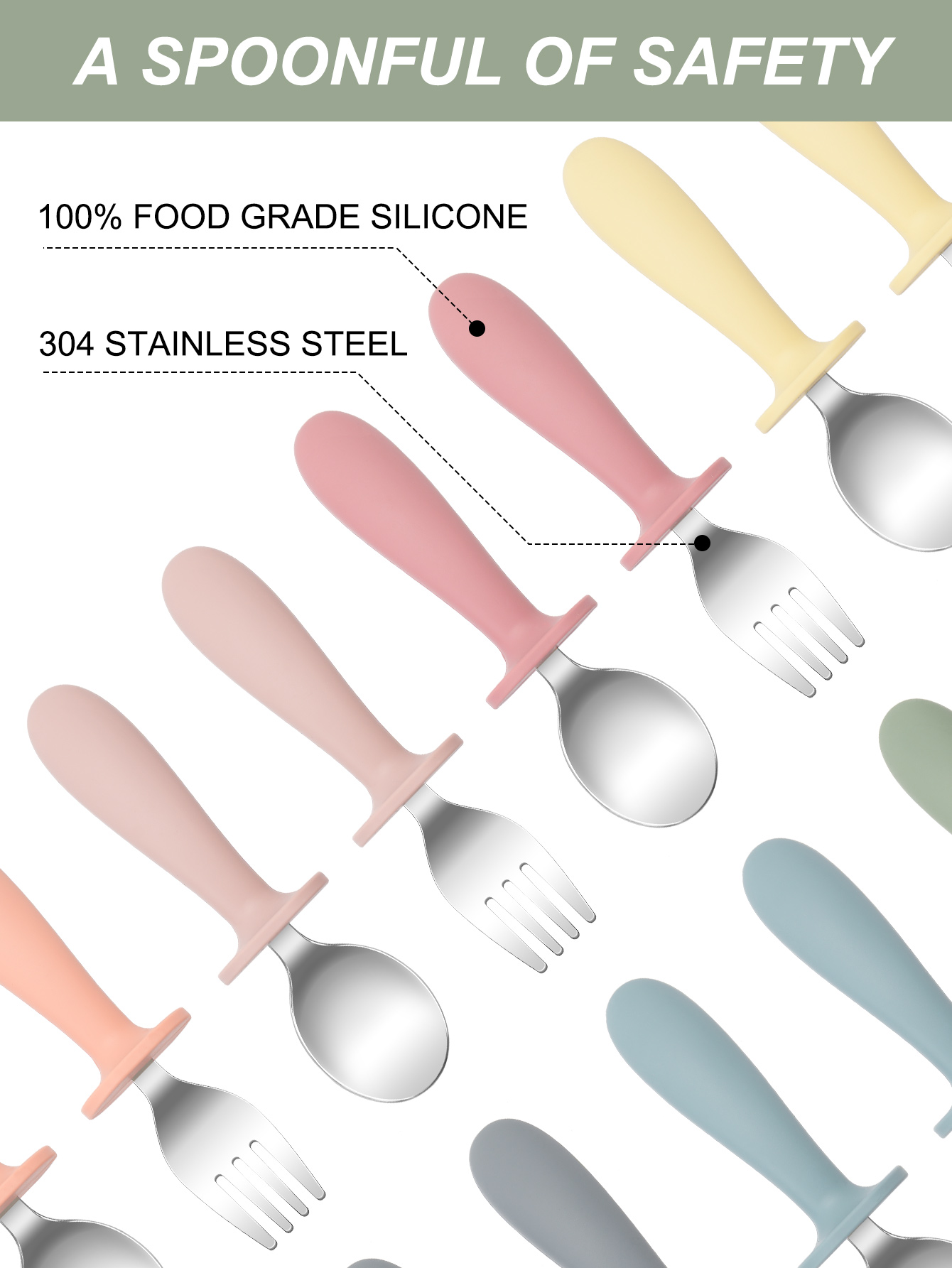 2 Buah Set Sendok Garpu Baja T - Baby Food Weaning ulasan dan harga