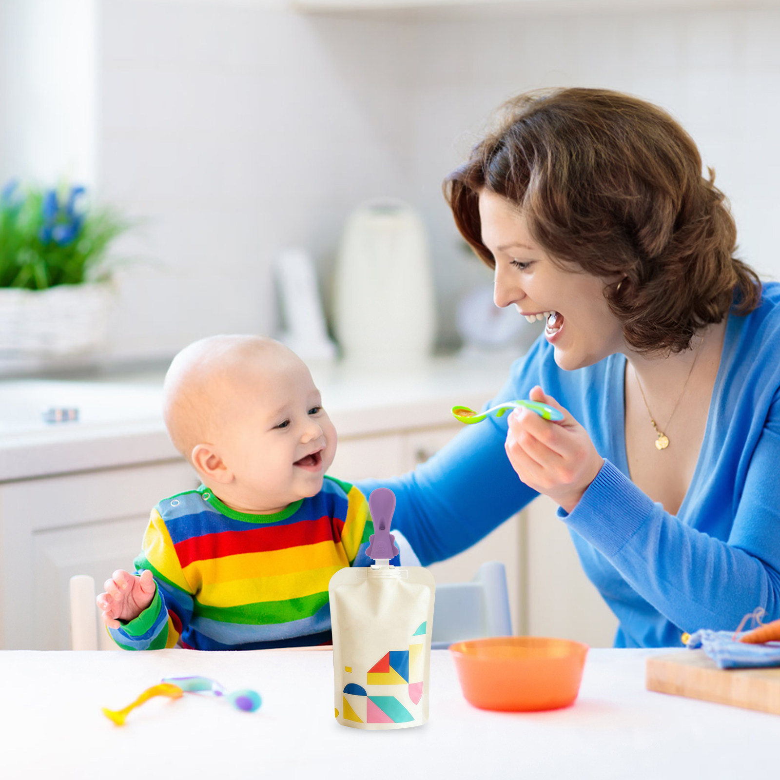 5Pcs Set Sendok Silikon untuk  - Baby Food Pouches ulasan dan harga