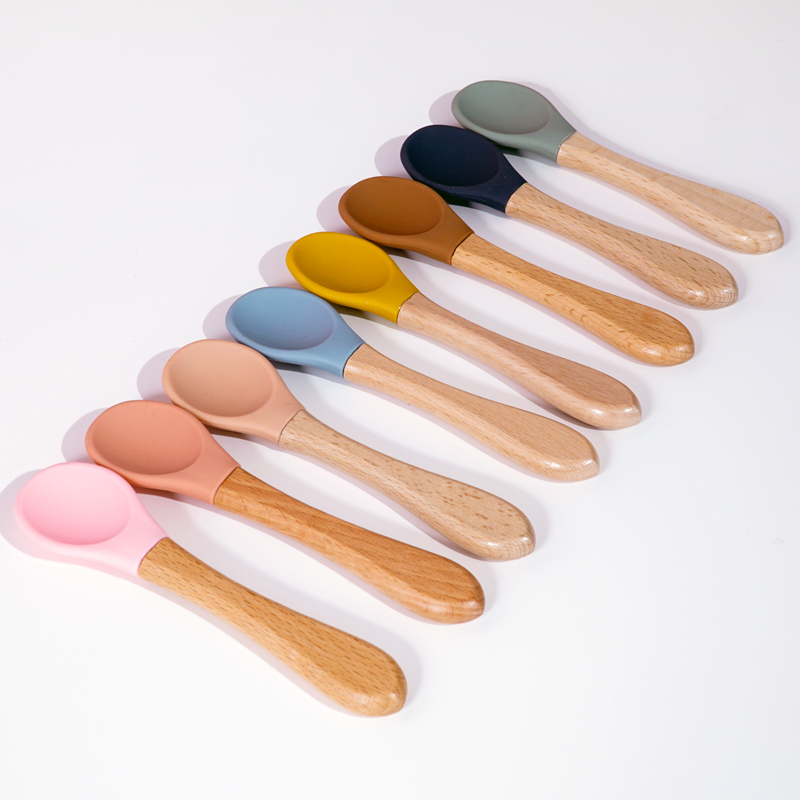 Memberi Makan Pegangan Kayu Se - Baby Food Utensils ulasan dan harga