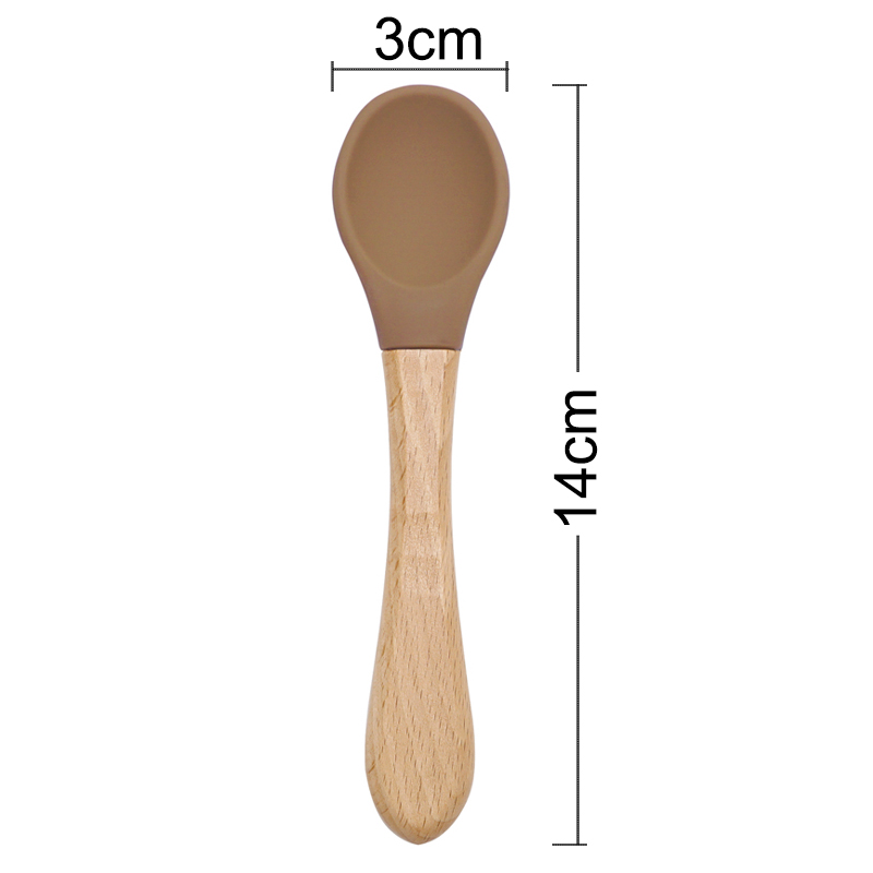 Memberi Makan Pegangan Kayu Se - Baby Food Utensils ulasan dan harga