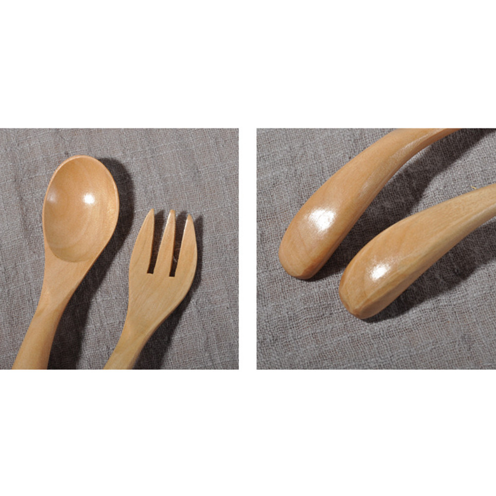 2Pcs Set Sendok Garpu Kayu Ana - Baby Food In Restaurant ulasan dan harga